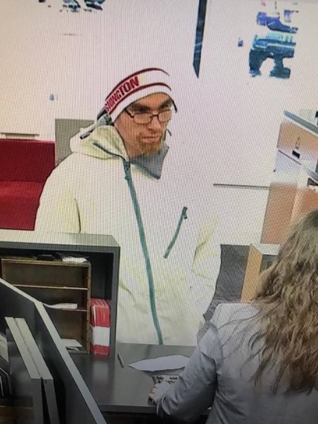 The suspect caught on video robbing the Bank of America in North Bend on Thursday, Jan. 25. (Courtesy Photo)