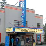 The North Bend Theatre marquee promotes the annual Blues Walk event in 2015. (File Photo)