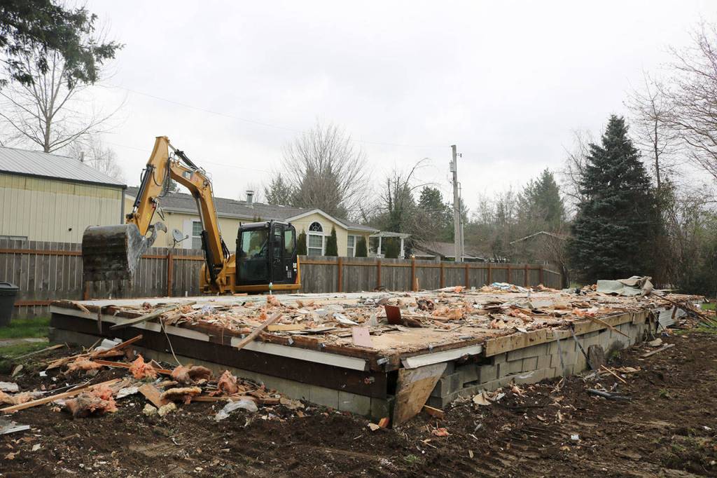Last week, crews demolished a trailer on the site that will be the future home of a LEO adult group home. The new home, which will accomodate five residents and a live-in caretaker, could be open in the next six to eight months. (Evan Pappas/Staff Photo)