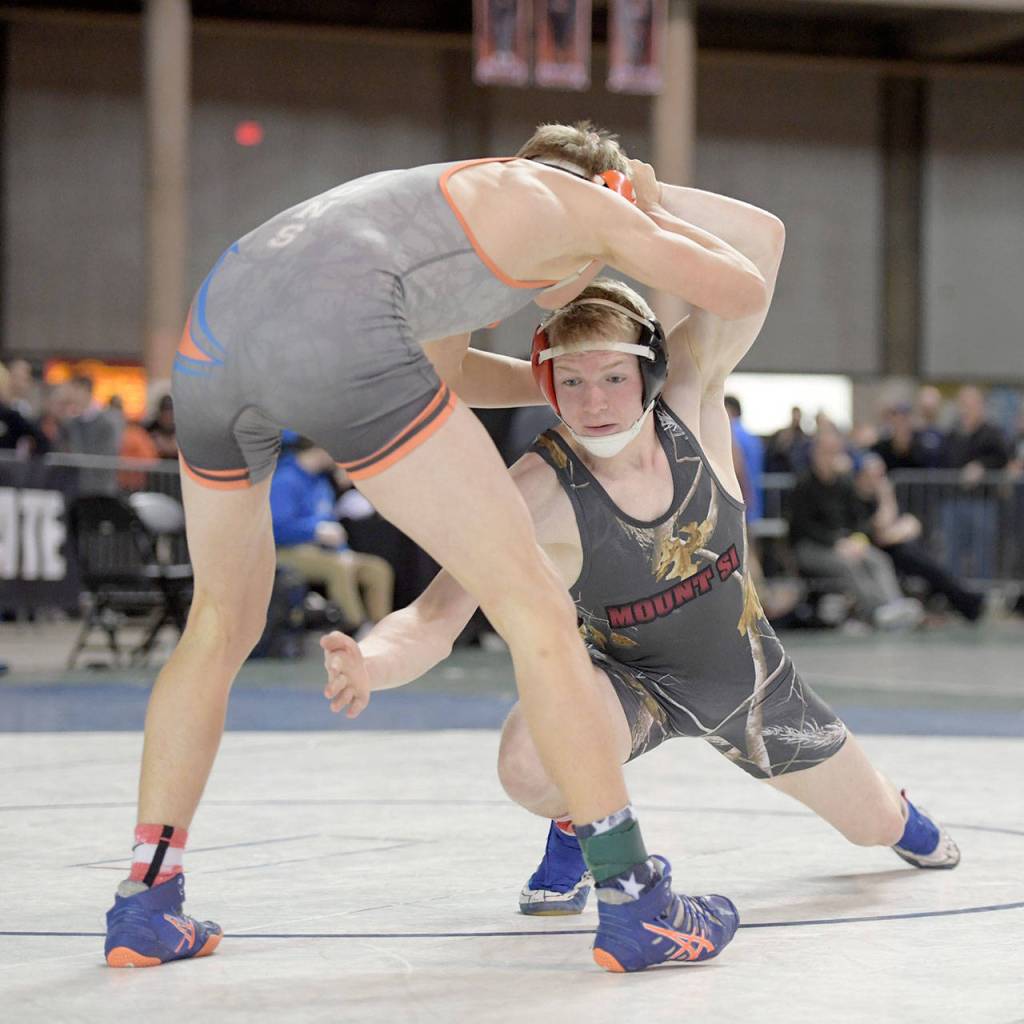 Duncan Harrison made it to fifth place in his weight class before elimination at the State Tournament on the weekend of Feb. 16 and 17. (Photo courtesy of Calder Productions)