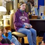 Jay Dilger discusses her book, Rebel: A War of Justice, with third grade students in Marianne Bradburns classroom at Opstad Elementary School. (Carol Ladwig/Staff Photo)