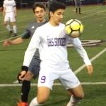 Shaun Scott, staff photo                                Issaquah Eagles forward Jacob Barsher controls the ball while being guarded by Mount Sis Inaki McCarthy in the first half of play. Issaquah defeated Mount Si 2-0 in overtime on March 24 at Gary Moore Stadium in Issaquah.
