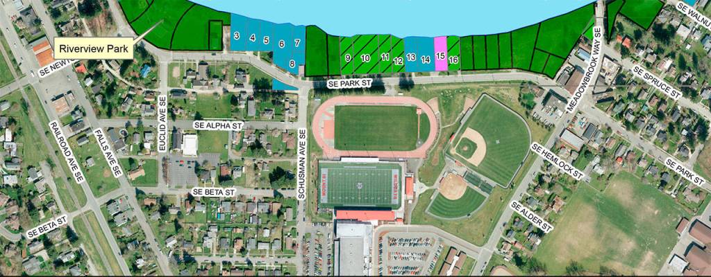 A map of the proposed land acquisitions outlined by the city. Courtesy Photo