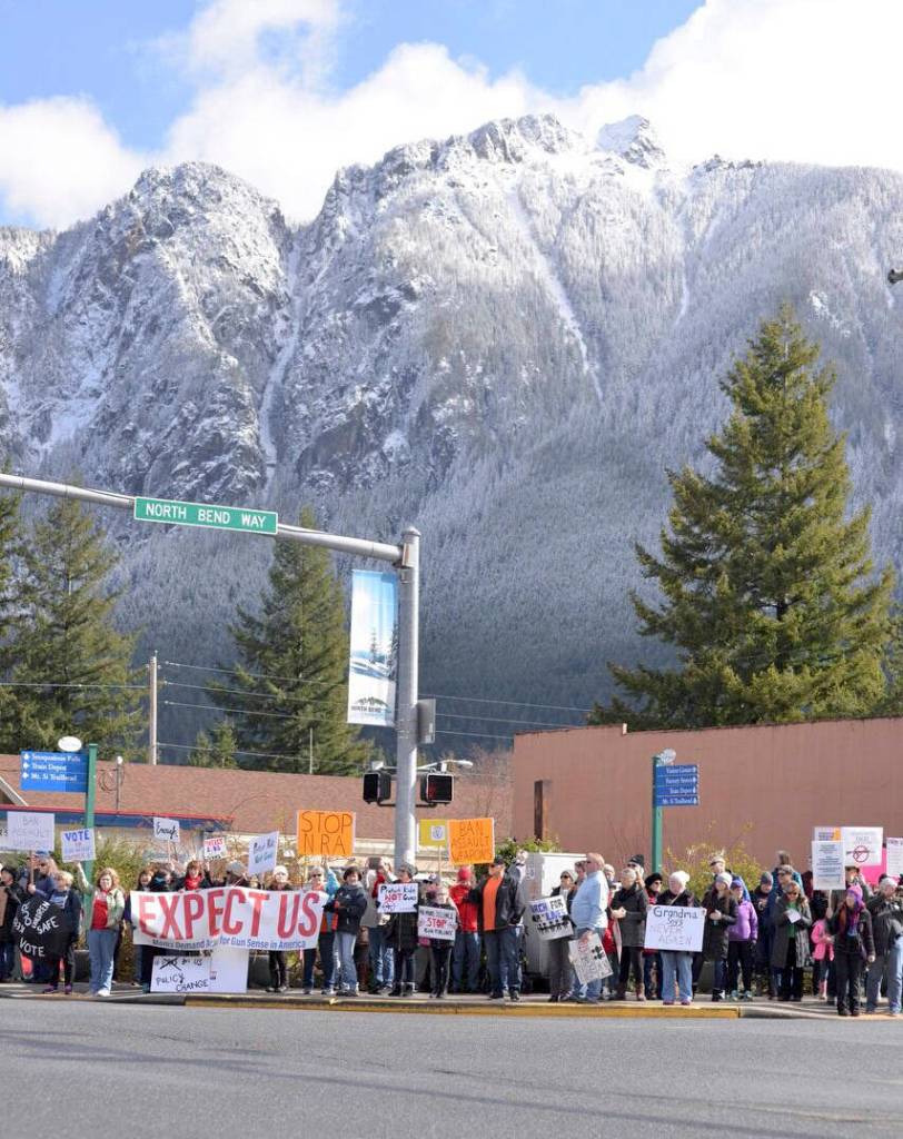 The North Bend March for Our Lives drew hundreds downtown on March 23 to show their support for increased gun control after the school shooting in Parkland, Florida. Courtesy photo