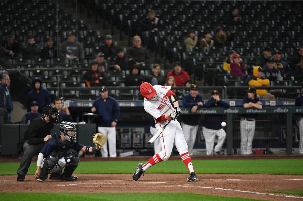 Mount Si senior Will Scott homers during the Wildcats annual Safeco Field game on Saturday. On senior day, Mount Si beat West Seattle, 13-2. Photo courtesy of Calder Productions