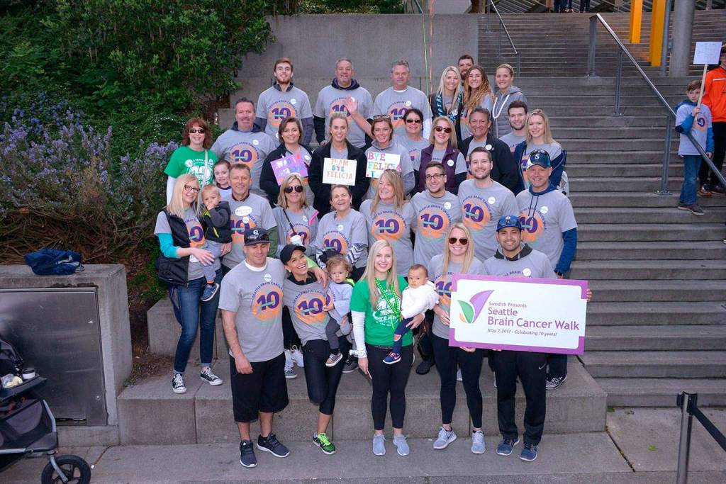 Kelsey Spaty with her Bye Felicia team walking in the Seattle Brain Cancer Walk on May 6. Photo courtesy of Seattle Brain Cancer Walk