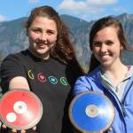 Mount Sis super throwers, from left, Abby Triou and Jenae Usselman. Andy Nystrom / staff photo