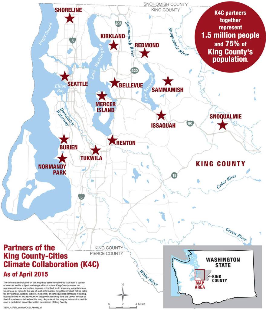 Several cities are involved in the King County-Cities Climate Collaboration. Graphic courtesy of King County