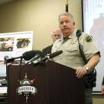 Snohomish County Sheriff Ty Trenary announces that a 55-year-old SeaTac man was arrested Thursday night in the 1987 deaths of young couple from British Columbia. (Lizz Giordano / The Herald)