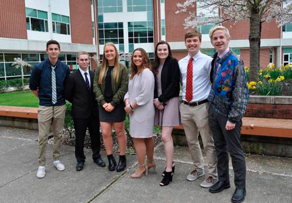 Left to Right – Ryan Fitzgerald, Matthew House, Hannah Shergold, Liliana Kaneshige, Drew Butler, Collin Howland and Spencer Hilf
