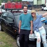 Jake and Madison Leland pick up their trusty steed, a 1998 Ford Fiesta, in the United Kingdom. Photo courtesy of Jake and Madison Leland.