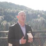 Salish Lodge and Spa director of operations Alan Stephens addresses those gathered at a grand opening ceremony on July 10. The lodge underwent the largest remodeling effort since 1988. Aaron Kunkler/Staff photo