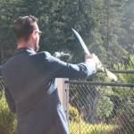 A bottle of champagne is opened with a saber at the Salish Lodge and Spas grand reopening following remodeling. The lodge overlooks Snoqualmie Falls. Aaron Kunkler/Staff photo