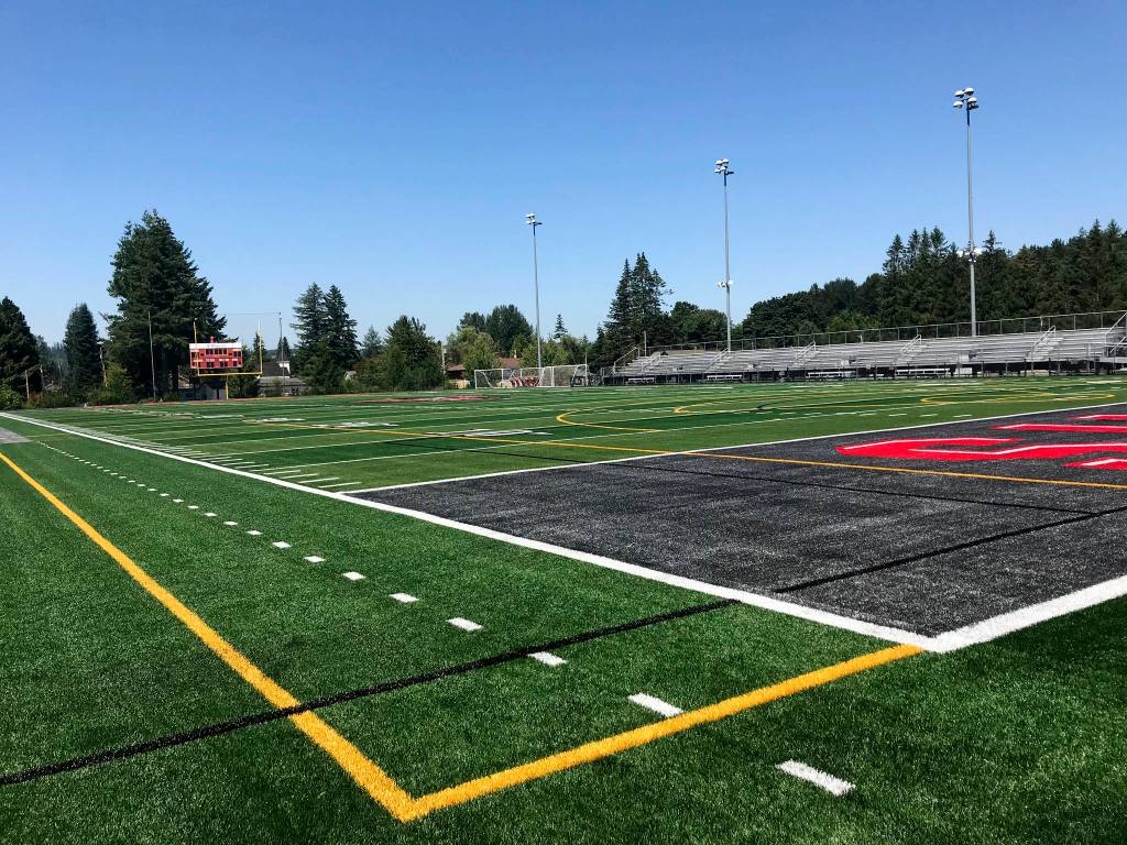 Shaun Scott, staff photo                                The Mount Si High School stadium field received a makeover this summer. New synthetic artifical turf was installed in mid-July. It was the first time the playing surface at Mount Si High School had been replaced since 2005.