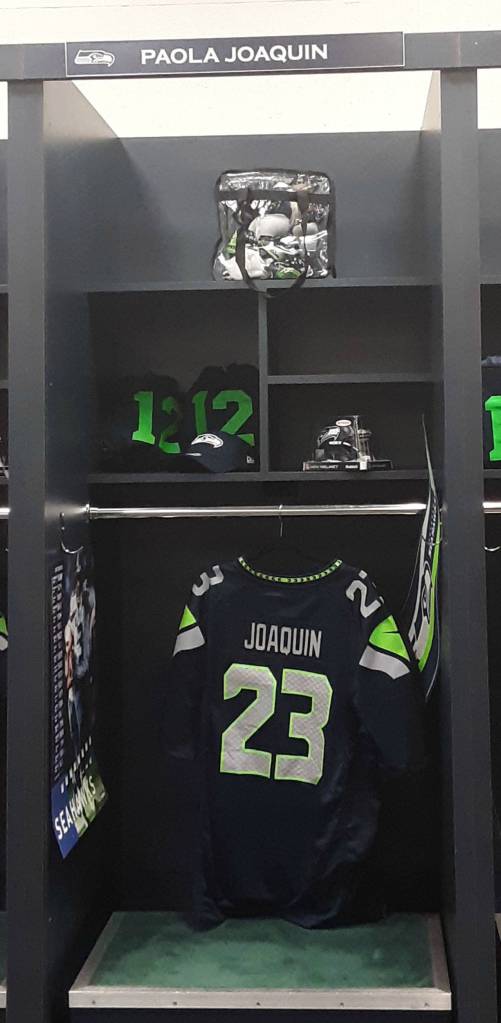 Joaquins locker at CenturyLink Field. Andy Nystrom / staff photo