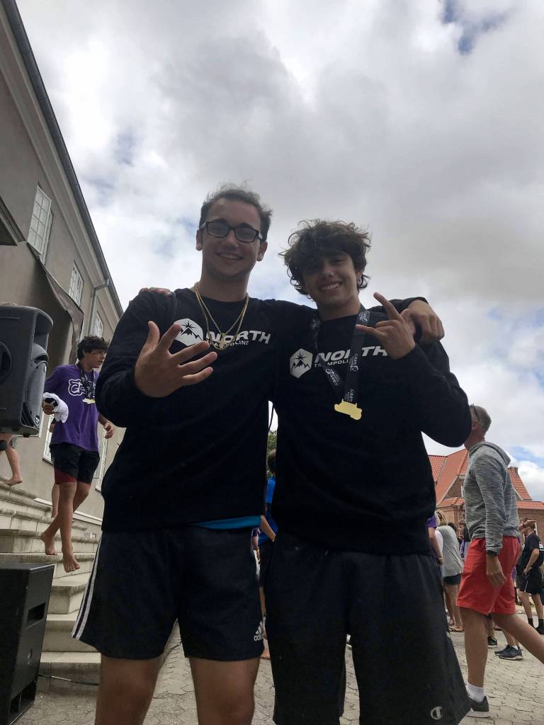 Mount Si High School junior Rammy OKeeffe, right, poses for a picture with his best friend Jaxon Cosina, left. OKeeffe is an avid Garden Trampoline competitor and recently tested his skills against top notch athletes in Denmark from July 31-Aug. 6. Photo courtesy of Chatty OKeeffe