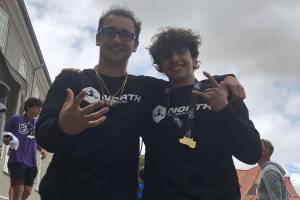 Mount Si High School junior Rammy OKeeffe, right, poses for a picture with his best friend Jaxon Cosina, left. OKeeffe is an avid Garden Trampoline competitor and recently tested his skills against top notch athletes in Denmark from July 31-Aug. 6. Photo courtesy of Chatty OKeeffe