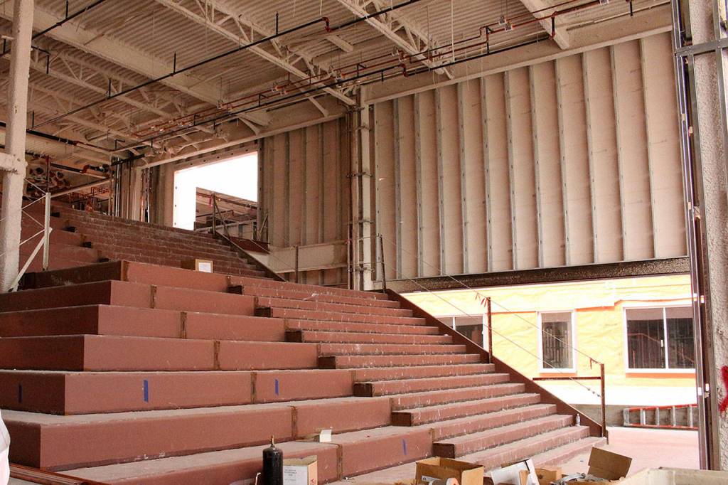Cascading stairway in new schools common area. Madison Miller/staff photo.