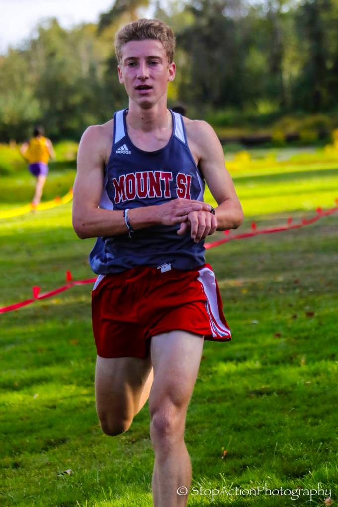 Mount Si Wildcats sophomore Paul Talens earned third place with a time of 16:58.51 in a cross country meet featuring the Mount Si Wildcats, Newport Knights and Issaquah squads on Sept. 12 at Kelsey Creek Park in Bellevue. Photo courtesy of Don Borin/Stop Action Photography
