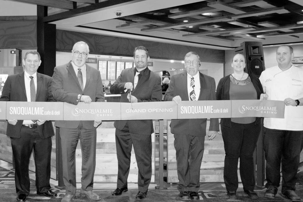 Stakeholders pose during a ribbon cutting ceremony for new deli at Snoqualmie Casino. Courtesy photo