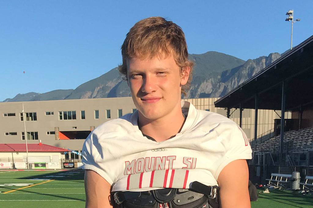 Mount Si Wildcats senior quarterback Cale Millen, who will play college football at the University of Oregon next fall, has 30 touchdown passes and just four interceptions through the first seven games of the 2018 football season. The Wildcats currently have an overall record of 7-0. Shaun Scott/staff photo