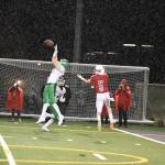 A Woodinville defensive back knocks down a pass intended for Mount Si junior wide receiver Colby Botten in the 4A KingCo championship game on Oct. 25. Woodinville defeated Mount Si 16-14. Photo courtesy of Calder Productions