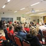 SVSD teachers, secretaries, SVEA and PSE members, and other supporters overcrowd the Oct. 23 school board meeting at City Hall. Madison Miller/staff photo.