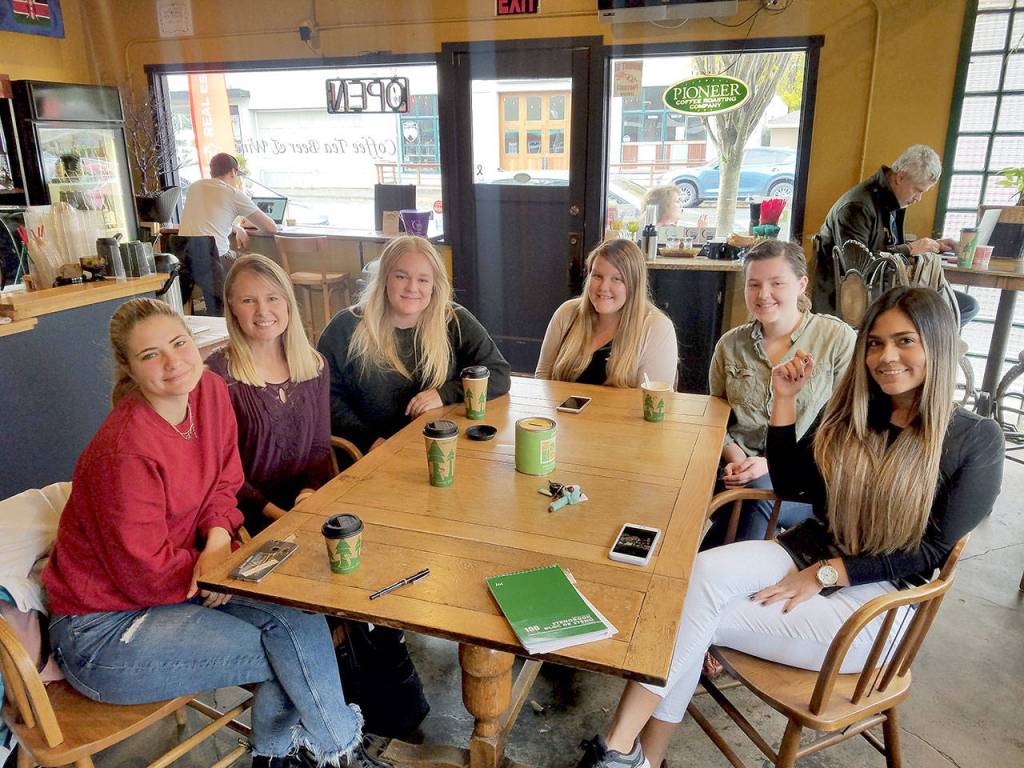 L-R: Annalisa Favorido, Melinda Caluori (au pair coordinator), Ellen Gunterberg, Rebekah Medlin, Darcy Shepherd and Karen Zuniga share their cultural exchange experiences. Stephanie Quiroz/staff photo.