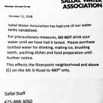 The Sallal Water Association, which serves the Riverpoint neighborhood, sent out a letter to the affected households on Oct. 31.