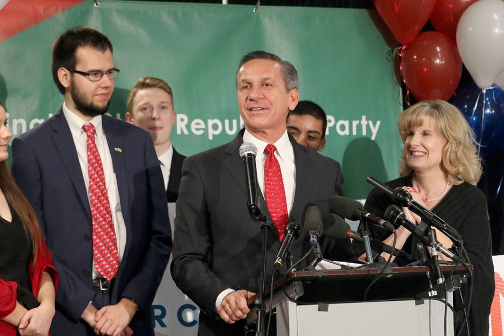 At the Washington State Republican Partys election night event, Rossi thanked his supporters, friends, and family for the effort they put in to help run his campaign. Evan Pappas/Staff Photo                                At the Washington State Republican Partys election night event, Rossi thanked his supporters, friends, and family for the effort they put in to help run his campaign. Evan Pappas/Staff Photo