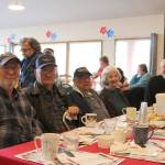 Local veterans attended the lunch to honor other veterans in their community. From left: Tim Lake, Dave Lake, Walt Wyrsch, Cathy Brumbaugh, Harley Brumbaugh. Evan Pappas/Staff Photo.
