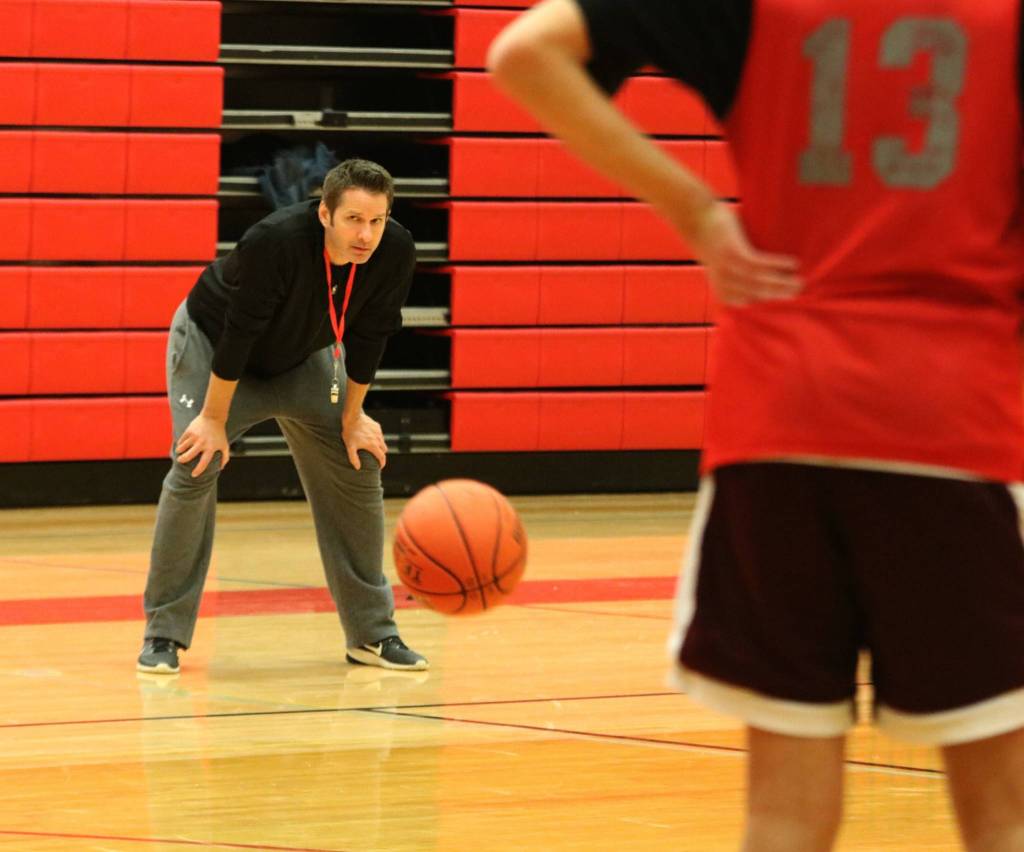 Head coach Jason Griffith eyes the scene at a recent practice. Andy Nystrom / staff photo