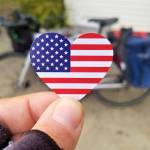 Along his 4,233 mile journey, Gillock handed out hundreds of American hearts to everyone he met in order to spread his message of unity and balance between the two dominant political parties. Photo courtesy of Kirk Gillock.