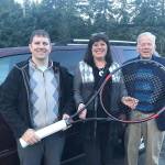 Tennis Outreach Programs (TOPs) in Kirkland, received donated van from Councilmember Claudia Balducci. (L-R) Travis Roach, Councilmember Balducci and Charles Hodge. Courtesy of King County.