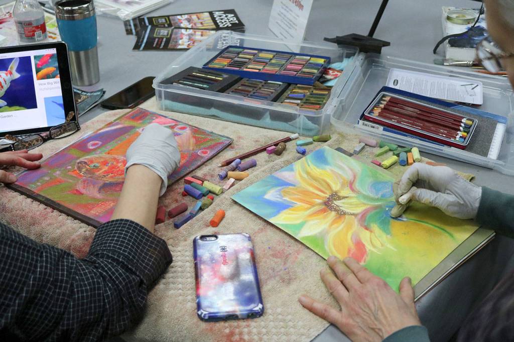 Pastel artwork in progress during an Open Studio session on Thursday, Jan. 3. Evan Pappas/Staff Photo