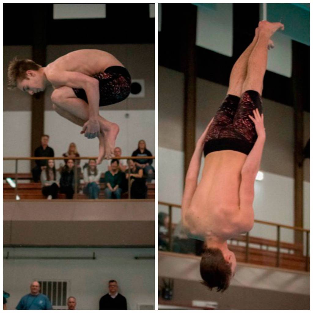 Levi Shriner is Mount Sis first-ever diver and has qualified for the district event. Photos courtesy of David Aramaki