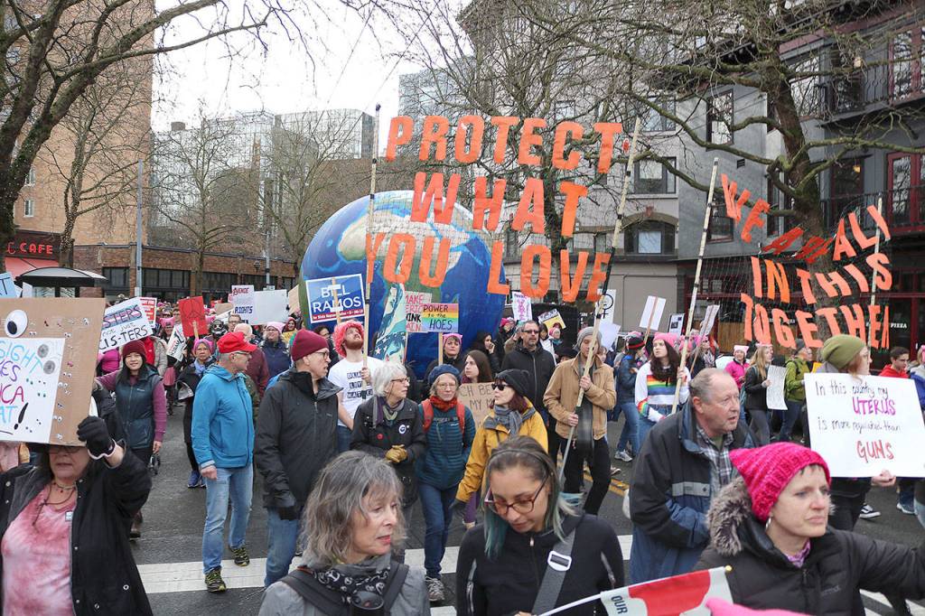 Marchers began their journey from Cal Anderson Park to the Seattle Center on Jan. 19. Stephanie Quiroz/staff photo