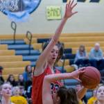 Inglemoor junior Cecelia Bresee, right, is defended proficiently by Mount Si freshman forward Lauren Glazier, left, during a Wes-King 4A district playoff game on Feb. 7 at Inglemoor High School in Kenmore. Photo courtesy of Patrick Krohn/Patrick Krohn Photography
