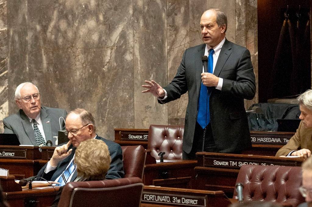 Photo by Sean Harding, WNPA Olympia News Bureau </p>                                Senator Steve OBan (R-Tacoma) speaks on the senate floor, last week, in opposition to removing the death penalty.