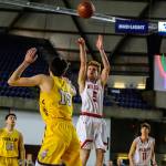 Mount Si Wildcats player Jabe Mullins, pictured, scored 13 points against the Puyallup Vikings in the Class 4A state quarterfinals on Feb. 28 at the Tacoma Dome. Mount Si defeated Puyallup 45-40. Photo courtesy of Don Borin/Stop Action Photography