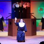 The nuns work together to stage a talent show to raise money. From left: Mother Superior (Stacie Hart), Sister Robert Anne (Amelia Medina), Sister Mary Amnesia (Carrie Sleeper-Bowers), Sister Leo (Holly Madland)                                In front: Sister Hubert (Julie Lester). Photo courtesy of René Schuchter.