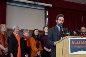 Paul Kramer speaks at a press conference on the one-year anniversary of the Marjory Stoneman Douglas High School shooting. His son Will was a survivor of a gun violence incident in Mukilteo. Ashley Hiruko/staff photo