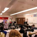Bill Leather and the jazz band rehearse Groove Merchant for the upcoming Essentially Ellington competition. Madison Miller/staff photo