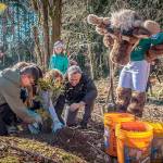 Volunteers gathered at Big Finn Hill Park in Kirkland for the ceremonial tree planting day on Feb 27. King County Executive Dow Constantine thanked everyone whos contributed to the milestone for the One Million Trees initiative. Photo courtesy of King County.