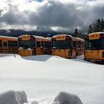 SVSD bus yard following snowstorm. Photo courtesy of Snoqualmie Valley School District