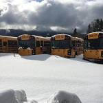 SVSD bus yard following snowstorm. Photo courtesy of Snoqualmie Valley School District