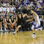Mount Si Wildcats senior Brett Williams drives to the basket against the Curtis Vikings in the Class 4A state semifinals on March 1 at the Tacoma Dome. Photo courtesy of Don Borin/Stop Action Photography