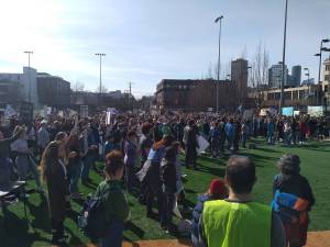 Students gathered at Seattles Cal Anderson park on March 15 as part of a national climate walkout. Aaron Kunkler/Staff photo