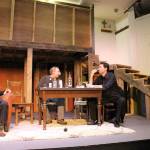 The cast of The Seafarer rehearse for the upcoming opening performance on March 29. From left: Michael Murdock, Peter Cook, Brenden Elwood and René Schuchter. Madison Miller / staff photo