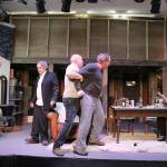Director Jim Snyder stands in for one of the cast members during rehearsal of The Seafarer. From left: René Schuchter, Michael Murdock, Jim Snyder, Peter Cook and Brenden Elwood. Madison Miller / staff photo